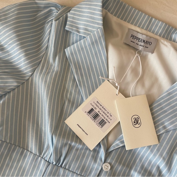 Brand New- Peppermayo Bennett Button Up Top in Blue White Stripe 🦋✨ - Picture 6 of 13